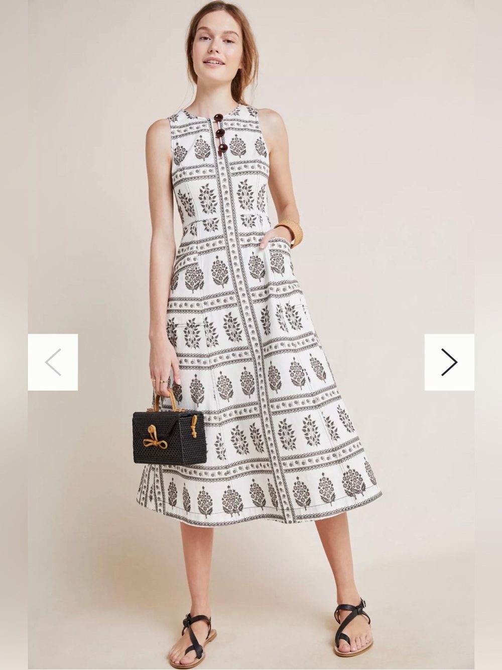 Anthropologie Woodblock Midi Dress
